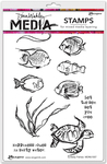 Scribbly Fishes - Dina Wakley Media Cling Stamps 6"X9"