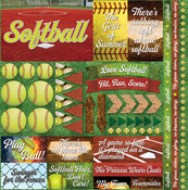 Softball 2 Elements Stickers 12"X12"