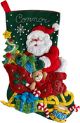 Santa's Sleigh - Bucilla Felt Stocking Applique Kit 18" Long