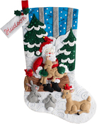 Santa's Forest Family - Bucilla Felt Stocking Applique Kit 18" Long