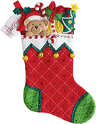 Holiday Teddy  - Bucilla Felt Stocking Applique Kit 18" Long