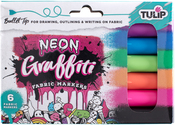 Neon - Bullet Tip - Tulip Graffiti Fabric Markers 6/Pkg