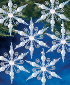 Light Sapphire Snowflake Makes 6 - Holiday Beaded Ornament Kit