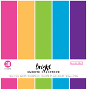 Bright, 5 Colors/6 Each - Colorbok 78lb Smooth Cardstock 12"X12" 30/Pkg