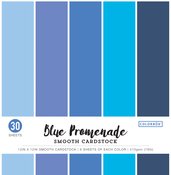 Blue Promenade, 5 Colors/6 Each - Colorbok 78lb Smooth Cardstock 12"X12" 30/Pkg