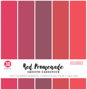 Red Promenade, 5 Colors/6 Each - Colorbok 78lb Smooth Cardstock 12"X12" 30/Pkg