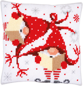 Christmas Gnomes II Stitched In Yarn - Vervaco Needlepoint Cushion Top Kit 16"X16"