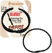 Black - Silkies Rope Bracelets 7.75" 3/Pkg