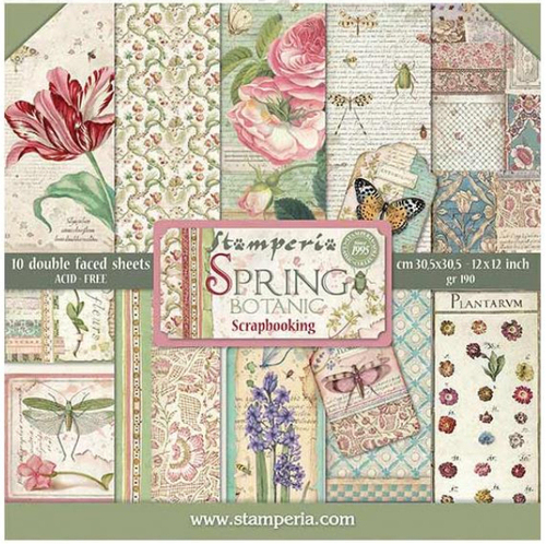 10 Designs//1 Each Stamperia Double-Sided Paper Pad 12X12 10//Pkg-Shabby Rose