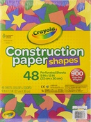48 Sheets - Crayola Construction Paper Shapes 9"X12"