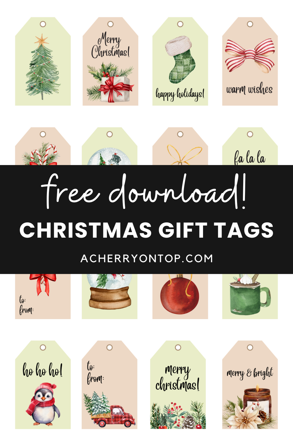 Christmas Gift Tags - Free Printable: A Cherry On Top