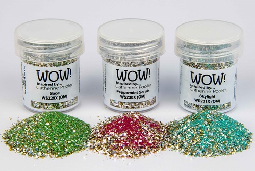 Glitter Embossing Powder Trio Black Blue White