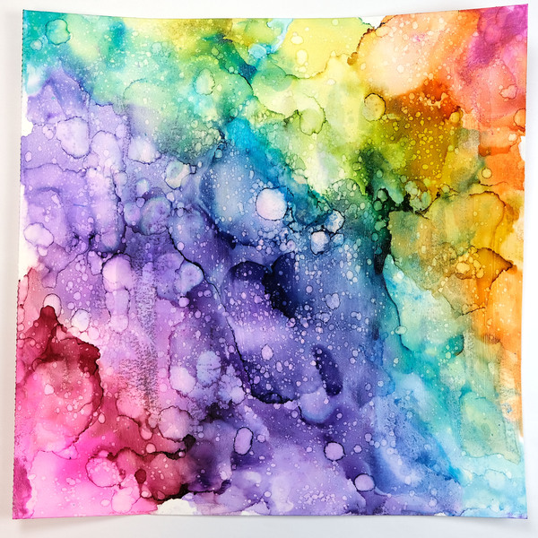 Color me in Rainbows #1 9”x12” Original Alcohol Ink on Yupo Paper