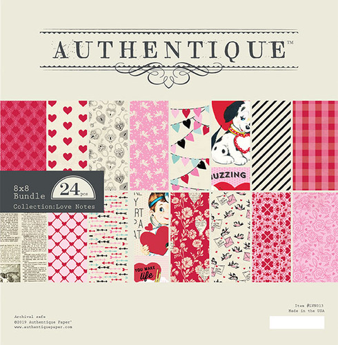 8X8 Authentique Double Sided Cardstock Valentine Paper Pad - Love Notes