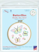 Fluttering Butterflies - Jack Dempsey Stamped Hoop Kits 6"