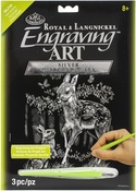 Fawn And Bunny - Silver Foil Engraving Art Kit 8"X10"