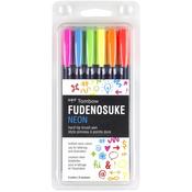 Tombow Fudenosuke Neon Brush Pens 6/Pkg