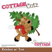 Reindeer W/Tree 3.1"X3.1" Dies - Cottage Cutz