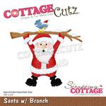Santa W/Branch 3.4"X3.2" Dies - Cottage Cutz