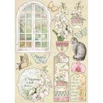 Window Wooden Shapes A5 - Orchids & Cats - Stamperia