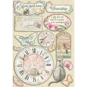 Clock & Labels Wooden Shapes A5 - Orchids & Cats - Stamperia
