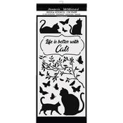 Life Is Better With Cats Stencil  - Orchids & Cats - Stamperia