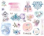 Watercolor Floral Chipboard Stickers - Prima