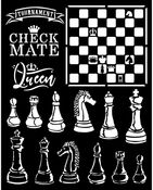 Alice Checkmate Stencil - Stamperia