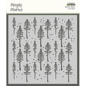 Simple Vintage Rustic Christmas 6x6 Stencil - Rustic Trees - Simple Stories