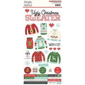 Ugly Christmas Sweater 6x12 Cardstock Sticker - Simple Stories