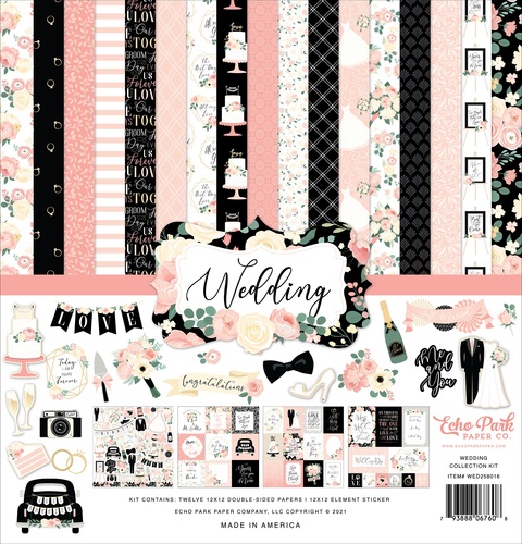 Echo Park Wedding Day Chipboard Phrases | Stickers