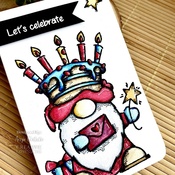 Singles Birthday Cake Gnome - Woodware Clear Stamps 4"X6"