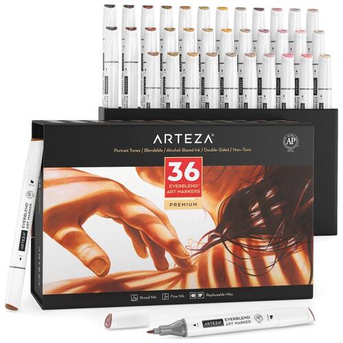 Metallic Silver & Gold Oil Based Markers - Set of 12 - Arteza