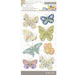 Antique Garden Fabric Butterfly Dimensional Stickers - K & Company - PRE ORDER