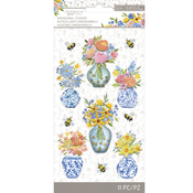 Antique Garden Floral Vase Dimensional Stickers - K & Company