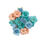 Painted Mixed Colors Teal Flowers - Prima