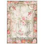 Teapot With Flowers Rice Paper - Casa Granada - Stamperia
