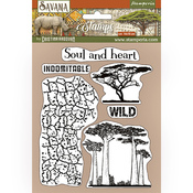 Crackle & Tree Rubber Stamp - Savana - Stamperia