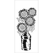 Sunflowers in Milk Pail Slimline Stencil - The Crafters Workshop - PRE ORDER