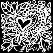 Botanical Heart 12x12 Stencil - The Crafters Workshop