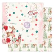 Red Peppermint Foil Accented Paper - Candy Cane Lane - Prima