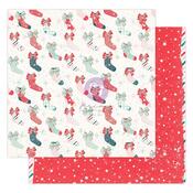 Sparkling Christmas Foil Accented Paper - Candy Cane Lane - Prima