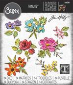 Brushstroke Flowers Mini Thinlits Die Set By Tim Holtz - Sizzix