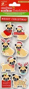 Pugs - Little Birdie Christmas Glitter Embellishment 9/Pkg