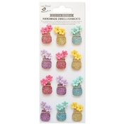Flower Vase - Little Birdie Mini Glitter Embellishments 12/Pkg