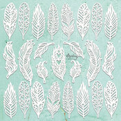 Feathers Set Chipboard Diecuts - Mintay Chippies - Mintay Papers - PRE ORDER