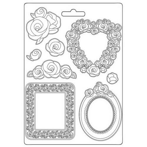 Frames & Roses A4 Soft Mould - Stamperia - Stamperia Intl - Rose Parfum