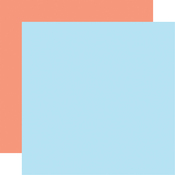 Light Blue - Coral Coordinating Solid Paper - Sunkissed - Echo Park