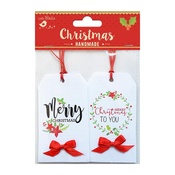 Holiday Elements - Little Birdie Printed Tags With Bows 4/Pkg