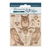 Keys & Owls Decorative Chips - Vintage Library - Stamperia